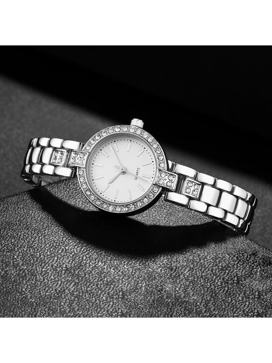 Women\'s Silver Small Thin Analog Quartz Bracelet Dainty Waterproof Wrist Watch